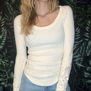 FREE PEOPLE Ivory Synergy Cuff Thermal Crochet s